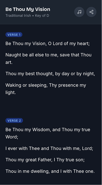 PraiseShare lyrics view on phone, screen 2